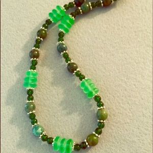 Handmade green glass necklace
